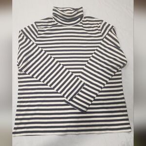Appleseed's Navy and White Striped Top Sz XL